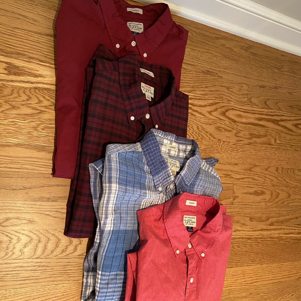Lot of 4 Mens Large Tall long sleeved button down shirts